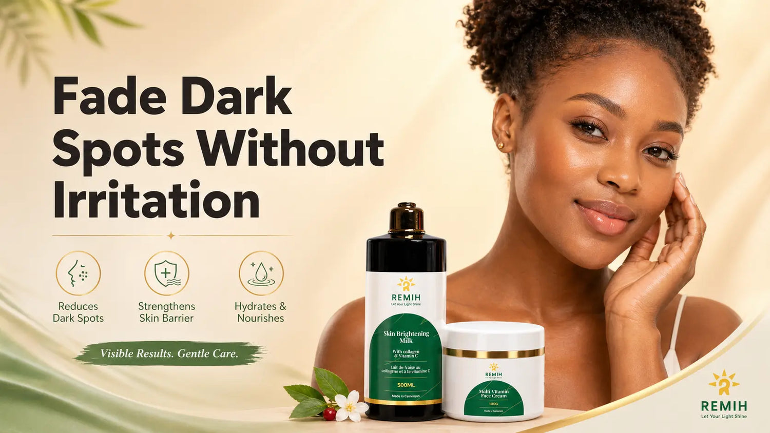 Blog Featured image for Fade dark spots on African skin safely with gentle Remih skincare routines and brightening products.